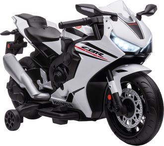 OEM Moto El&eacute;ctrica Con Licencia Honda Para 3-5 A&ntilde;os Con Faros Bocina M&uacute;sica Y Ruedas Auxiliares 90x44x52 Cm Blanco