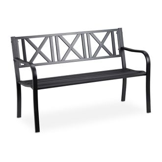 Relaxdays Relaxdays - Banco Jard&iacute;n, 2 Plazas, Terraza, Balc&oacute;n, Acero Robusto, Asiento Para Exteriores Estable, 80,5 X 127 X 63 Cm