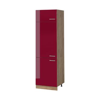 Vicco Armario Alto R-line, Rojo De Alto Brillo/roble Dorado, 60 Cm, Vicco