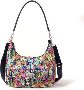 Baggallini Coastal Flip Lock Half Moon Bag in Paradise Print at Nordstrom