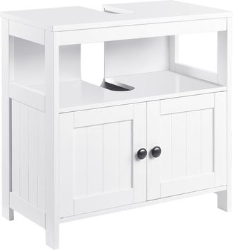 Kleankin Bathroom Pedestal Under Sink Cabinet with Storage Shelves - Door - White | TJ Hughes