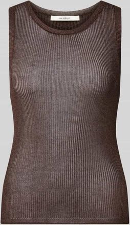 Gestuz Stricktop aus Viskose-Mix Modell Silvi in Dunkelbraun Melange, Gr&ouml;&szlig;e XL