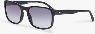 Tommy Hilfiger Mens Classic Rectangular Frame Sunglasses - Blue
