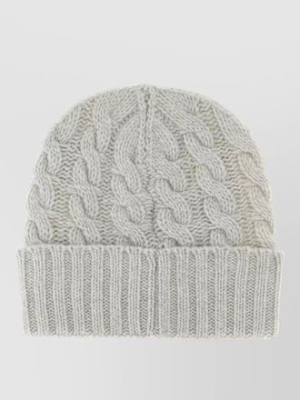 Fay wool beanie hat cable knit turn up