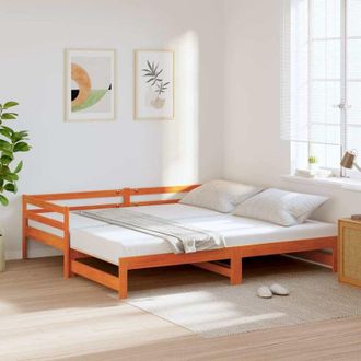 vidaXL Sof&aacute; Cama Nido Madera Maciza De Pino Marr&oacute;n Cera 80x200 Cm Vidaxl