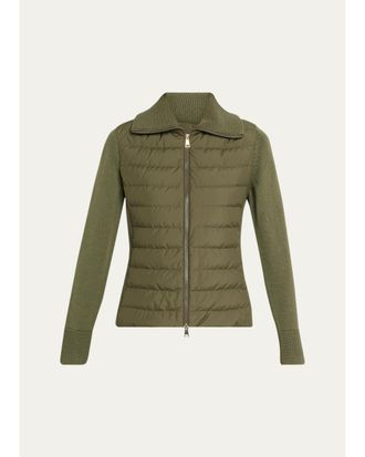 Moncler Padded Zip-Up Wool Cardigan