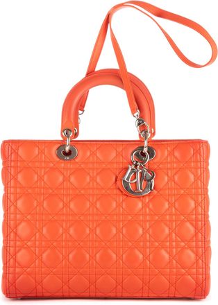 Dior Pre-owned Womens Large Lady-D Shoulder Bag - Orange - One Size