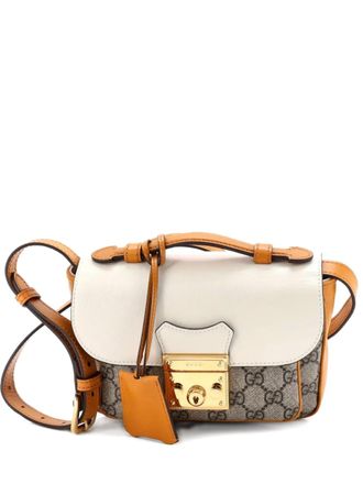Gucci Padlock Front Pocket Flap GG Coated Canvas and Leather Mini shoulder bag - Neutrals