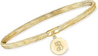 Ross-Simons Italian 14kt Yellow Gold Personalized Disc Charm Mesh Bracelet