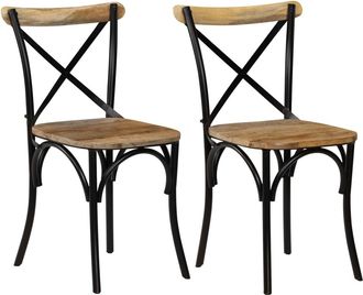 vidaXL Sillas Con Respaldo Cruzado 2 Uds Madera Maciza De Mango Negro Vidaxl