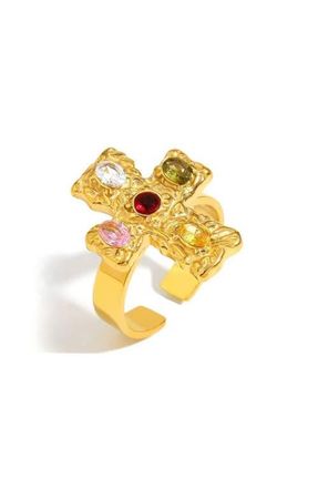 Vidakush Belvedere Cross Ring in Rainbow/Gold at Nordstrom