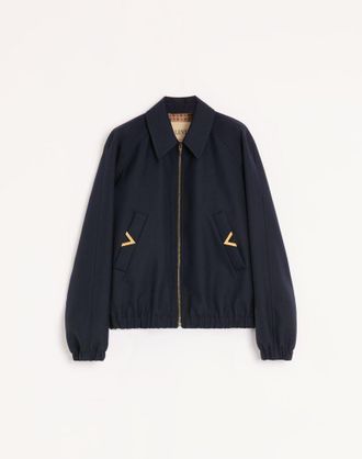 Valentino Bomber Valentino In Nylon Con VGold Su Tasche Laterali Uomo NAVY 44