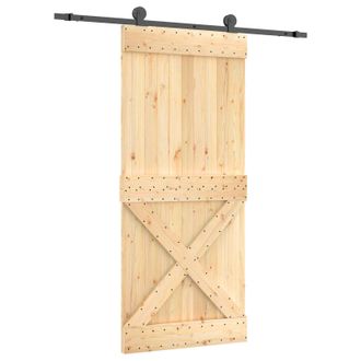 vidaXL Puerta Corredera Natural Y Negro 90 X 210 Cm Vidaxl