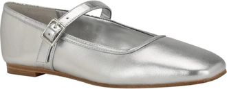 Calvin Klein Greto LZ000203 Flats Womens Silver Leather Mary Jane HTAT909