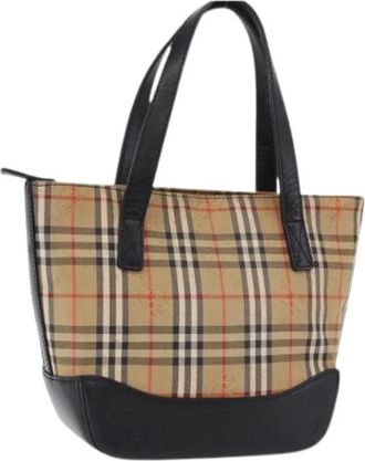 Burberry Pre-owned Canvas Hand Bag - Dames - Vintage Shopper - Beige - ONE Size - Leer - Vintage