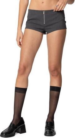 Edikted Allie Zip Up Micro Shorts in Dark-Gray at Nordstrom, Size X-Large