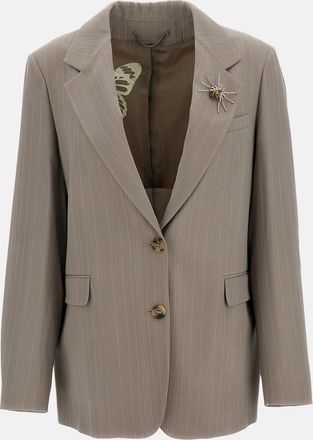 Golden Goose Blazer Gessato Con Spilla