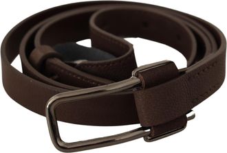 Costume National Womens Brown Wx Silver Metal Buckle Belt