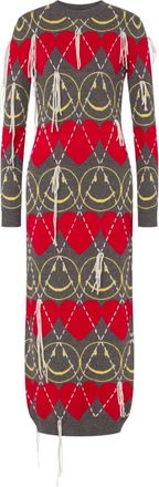 Moschino heart-pattern midi dress - Grey