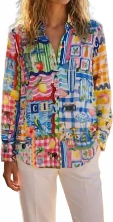 Vilagallo Malfalda Button-Front Blouse In Multicolor
