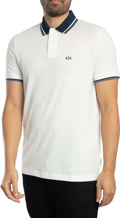 A|X Armani Exchange Slim Fit Poloshirt Met Contrasterende Kraag, Wit