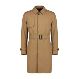 Herno Enkelrijige jas met ceintuur - Heren - Trenchcoats - Bruin - L - Leer - Jassen
