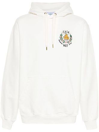 Casablanca Mens Casa Way Bowl of Oranges Embroidered Hoodie in White Cotton - Size Medium