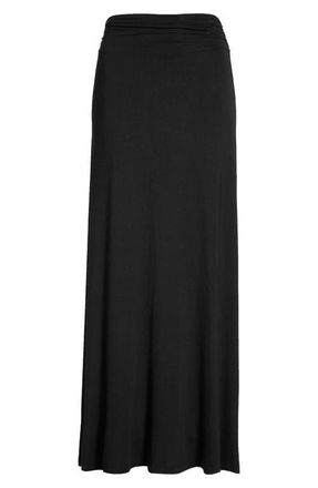 Bobeau Ruched Waist Side Slit Maxi Skirt in Black at Nordstrom, Size Large P