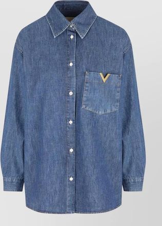 Valentino Garavani denim shirt long sleeves loose fit collar
