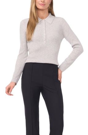 Ted Baker Jalia Rib Polo Sweater in Pearl Heather at Nordstrom, Size X-Small