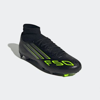 adidas Fussballschuh ADIDAS PERFORMANCE F50 LEAGUE MITTELHARTE/HART- UND ASCHENPL&Auml;TZE, Damen, Gr. 42,5, schwarz (core schwarz, iron metallic, lucid lemon), S