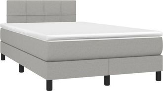 vidaXL Vidaxl - Cama Box Spring Con Colch&oacute;n Y Led Tela Gris Claro 120x190 Cm