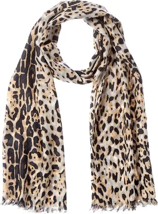 Sofiacashmere Leopard Print Lightweight Cashmere Scarf