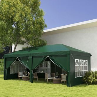 OUTSUNNY 3 x 6 m Pop Up Gazebo with Sides & Windows in Dark Green