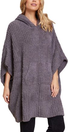 Barefoot Dreams CozyChic Ribbed Hooded Poncho in Carbon at Nordstrom