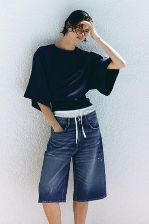 H&M Denim Bermuda Shorts in Denim Blue at Nordstrom, Size 10