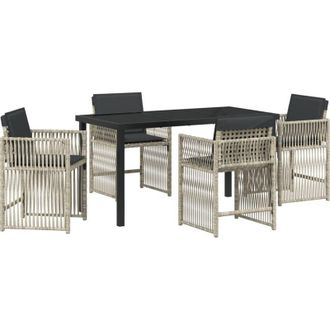 vidaXL Conjunto De Comedor De Jard&iacute;n 5 Pcs Gris Claro Polirat&aacute;n Vidaxl