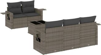 vidaXL Set De Muebles De Jard&iacute;n 6 Pzas Y Cojines Rat&aacute;n Sint&eacute;tico Gris Vidaxl