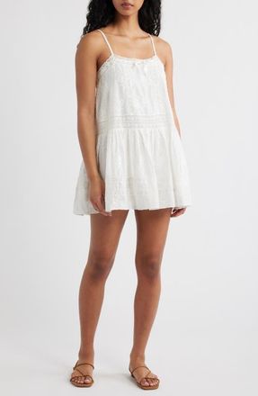 LoveShackFancy Vionett Floral Embroidered Minidress in White at Nordstrom, Size Xx-Small
