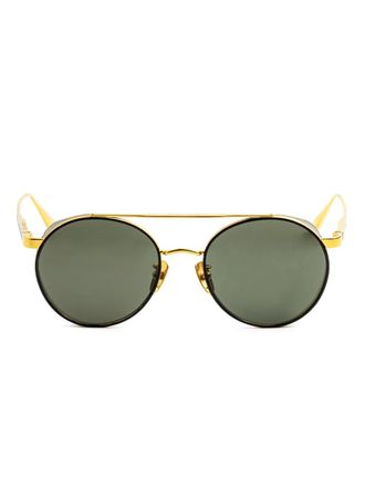 Linda Farrow round-frame sunglasses - unisex - Titanium - 52 - Gold