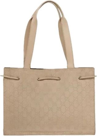 Gucci Pre-owned Tote Bags, female, Beige, Size: ONE SIZE Pre-owned Vintage GG Canvas Tote Bag