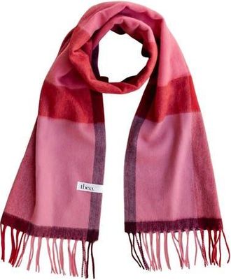 TBCo Lambswool Geomteric Pattern Oversized Scarf in Berry Block Check at Nordstrom, Size Large