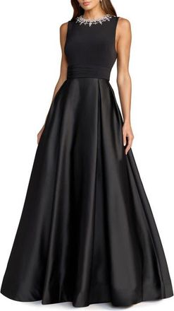 Mac Duggal Embellished High Neck Sleeveless A Line Gown in Black at Nordstrom, Size 14