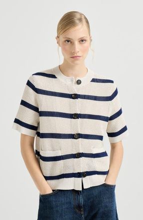 Brunello Cucinelli Striped cardigan in Blue at Nordstrom, Size Xx-Large Eu