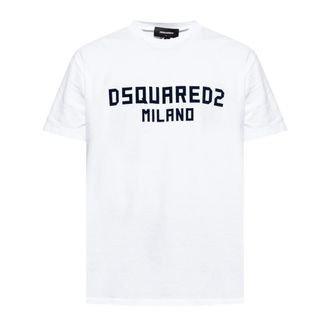 Dsquared2 DSquared2 Heren Milano Katoen T-Shirt (Wit, Zwart)