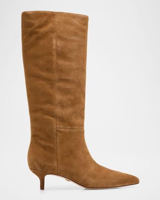 Veronica Beard Lisa Suede Kitten-Heel Knee Boots