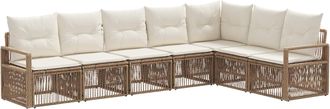 vidaXL Conjunto De Sof&aacute;s De Jard&iacute;n 7 Uds. Beige Rat&aacute;n Sint&eacute;tico Vidaxl