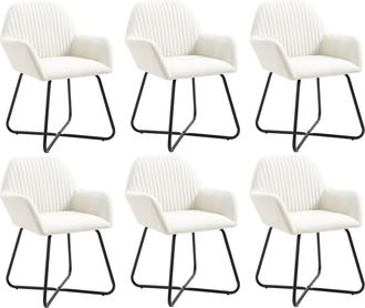 vidaXL Vidaxl - Sillas De Comedor 6 Unidades Tela Color Crema