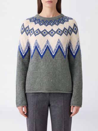 Liviana Conti Maglia girocollo in misto cashmere con fantasia etnica