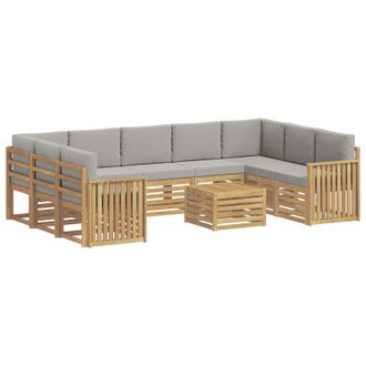 vidaXL Conjunto De Sof&aacute;s De Exterior 10 Uds. Blanco Y Gris Claro Vidaxl